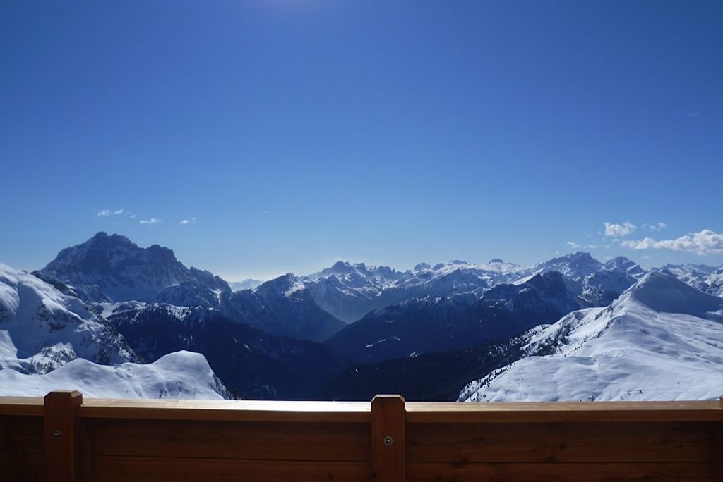 Scenic view of snow covered mountains against sky