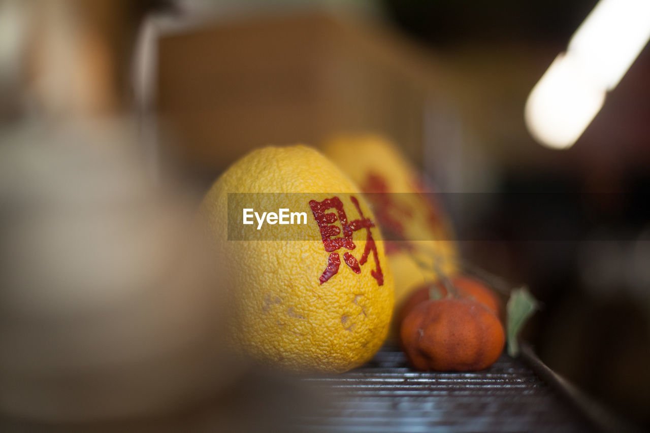 Chinese script on lemons