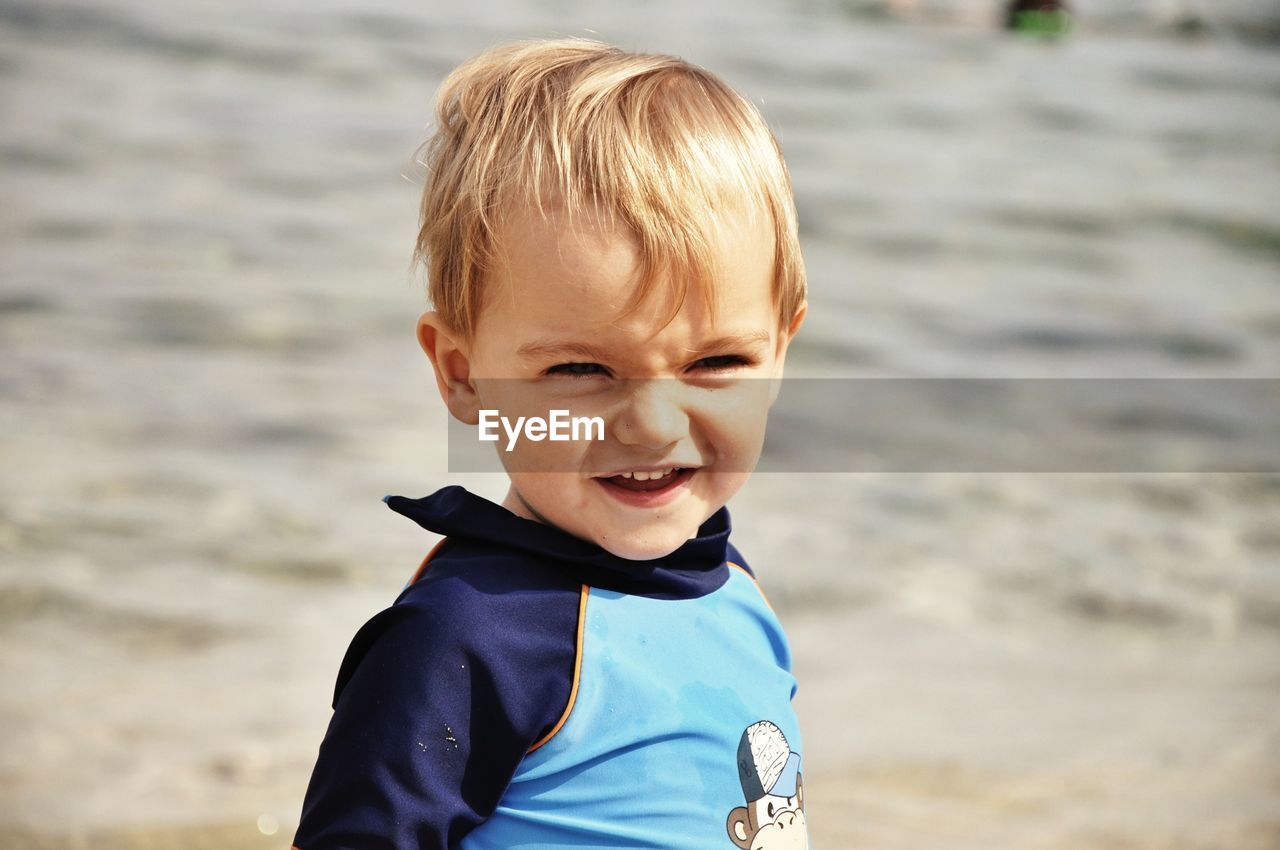 Portrait of cute boy on beach