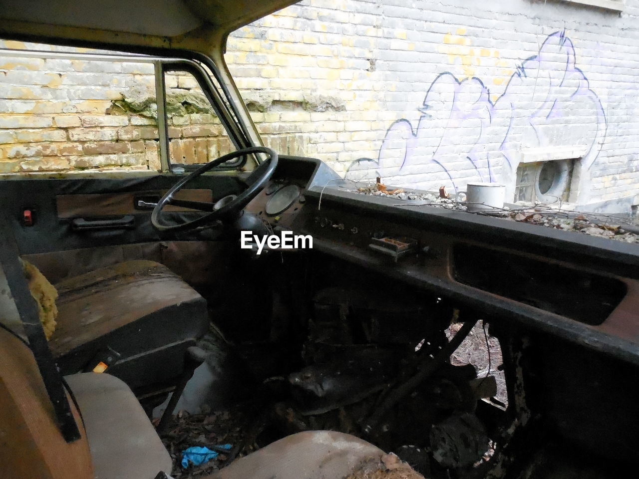 Interior of abandoned van