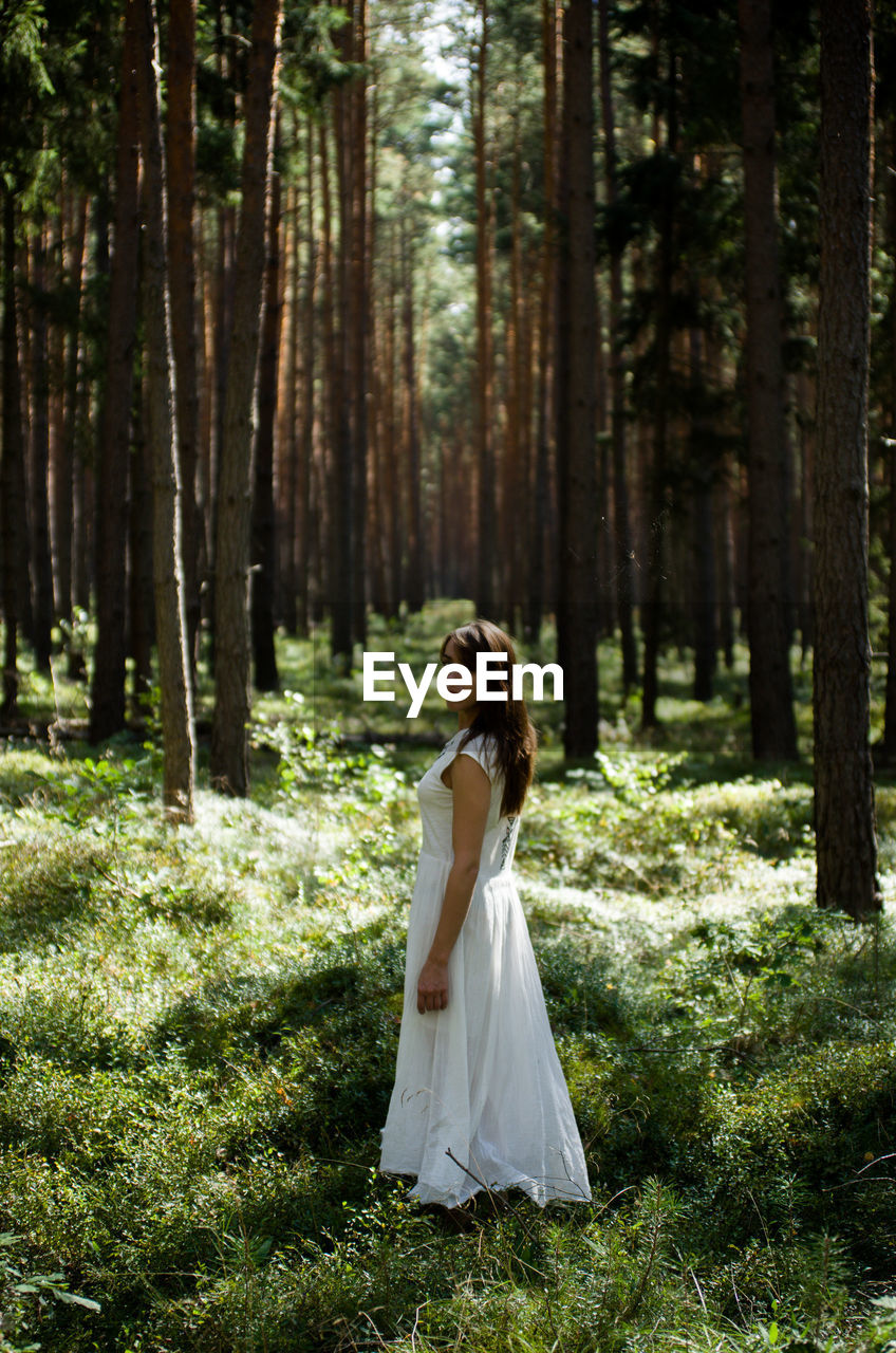 Portrait of woman in forest