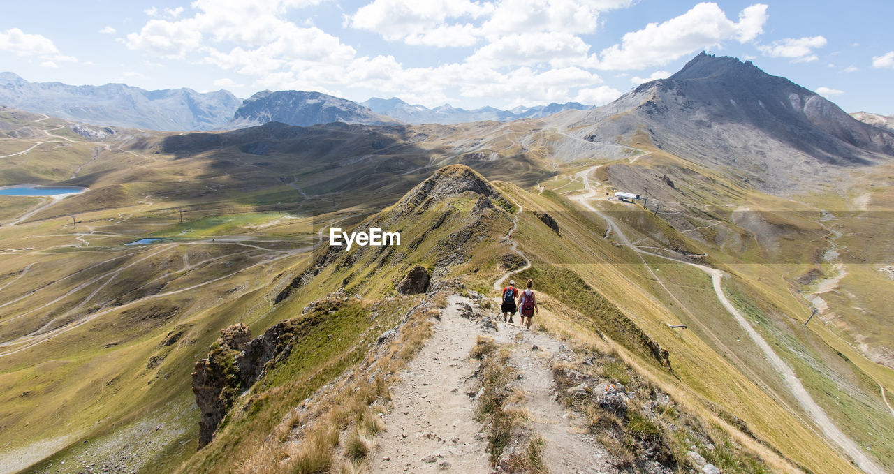 Hiking on the peaks of the vanoise massif in the alps in summer