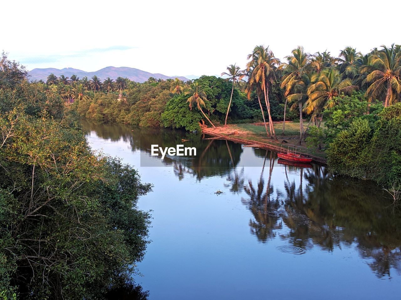 SCENIC VIEW OF LAKE AGAINST CLEAR SKY