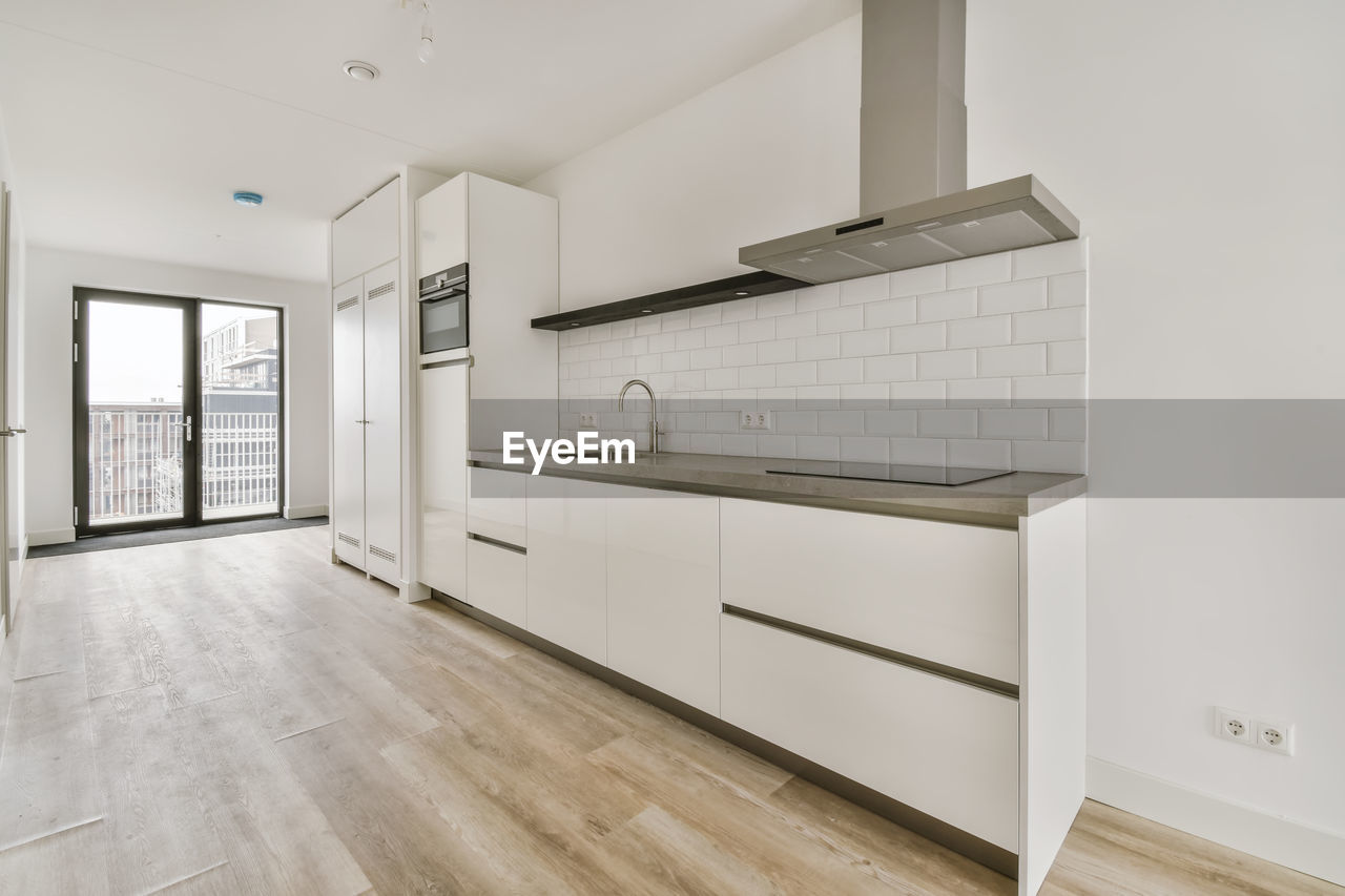 Interior of empty kitchen