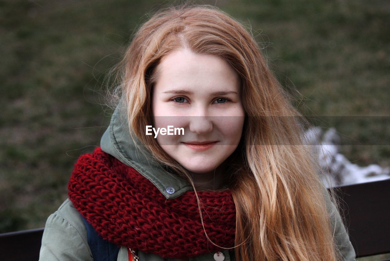 Portrait of beautiful woman during winter