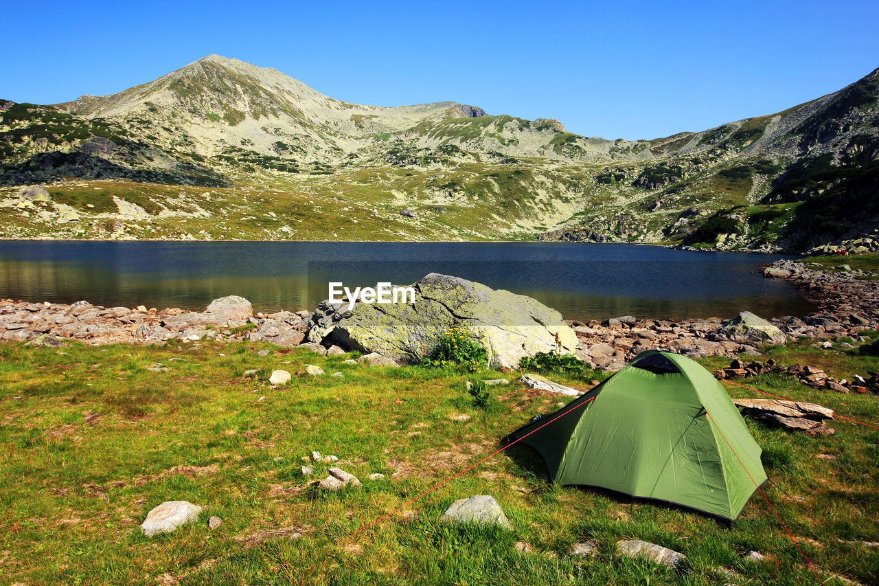 Scenic view of mountains against clear sky