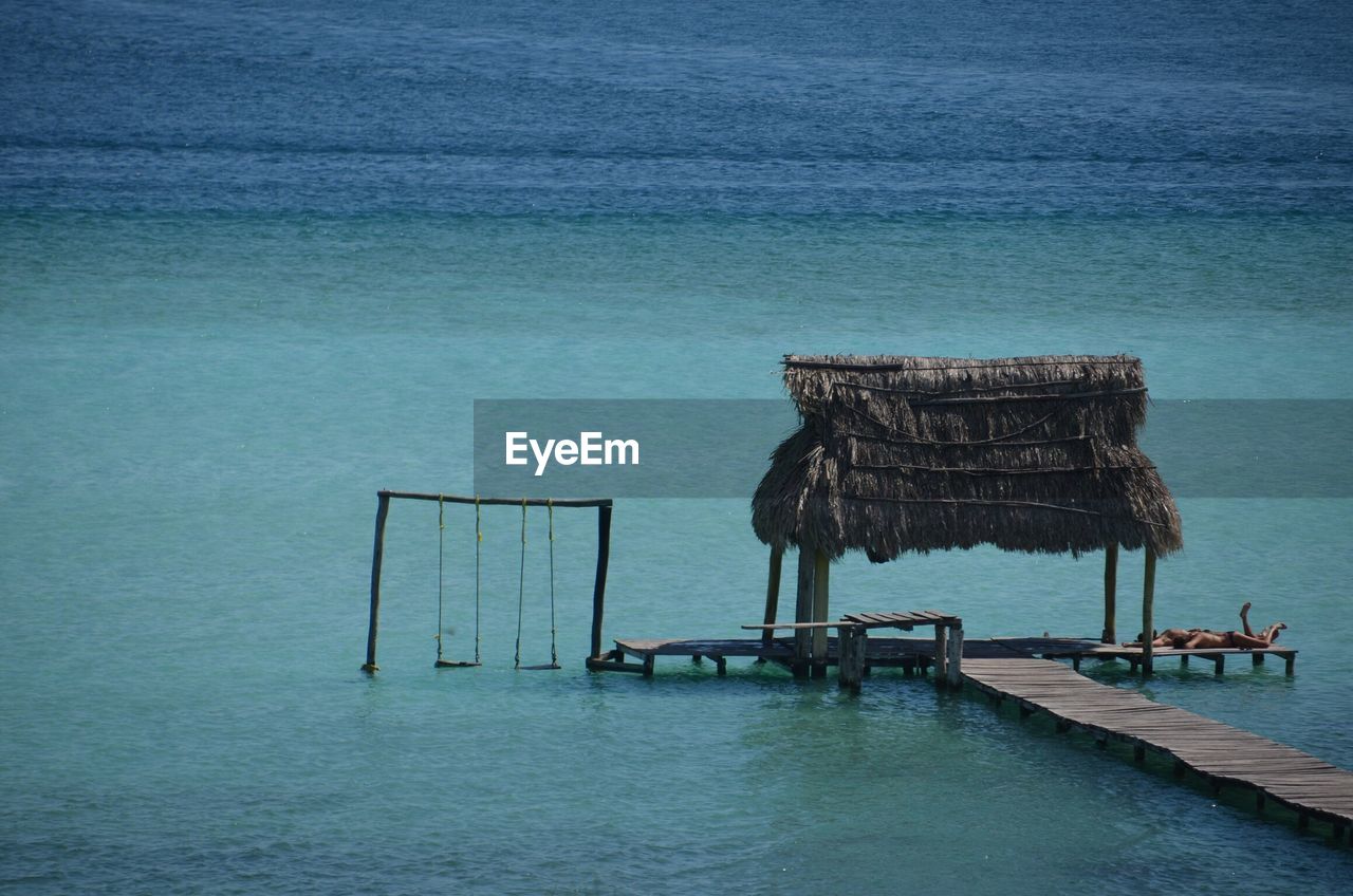 High angle view of sea against sky