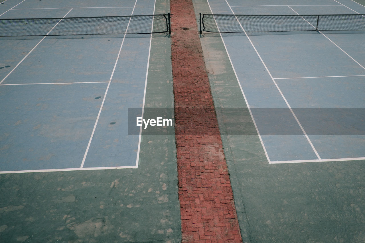 High angle view of basketball court