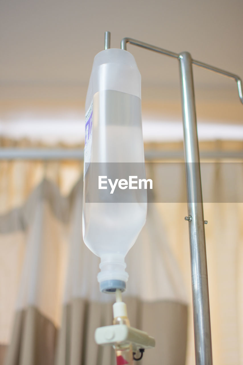 Close-up of iv drip at hospital