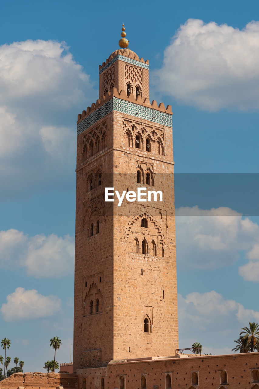 View of koutoubia mosque against the sky in the middle of the day - marrakech, morocco