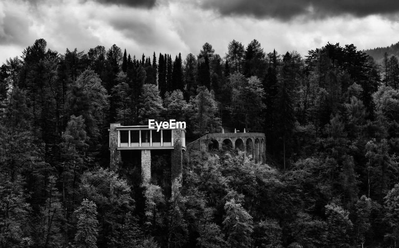 Bled, the hotel in the wood against sky