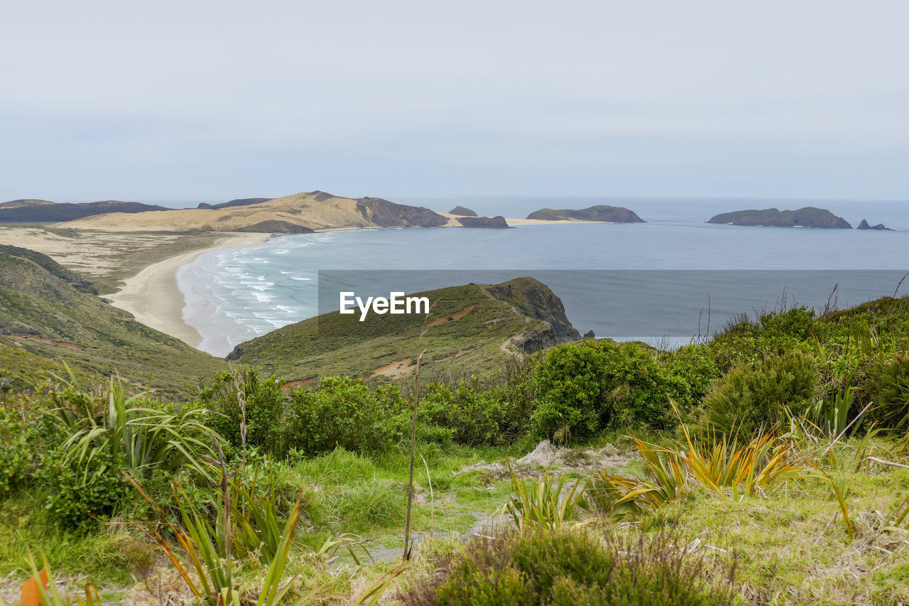 Coastal scenery around cape reinga at the north island in new zealand