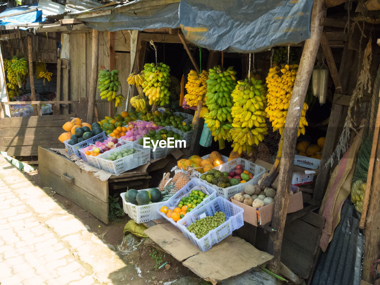 Various fruits for sale at market stall