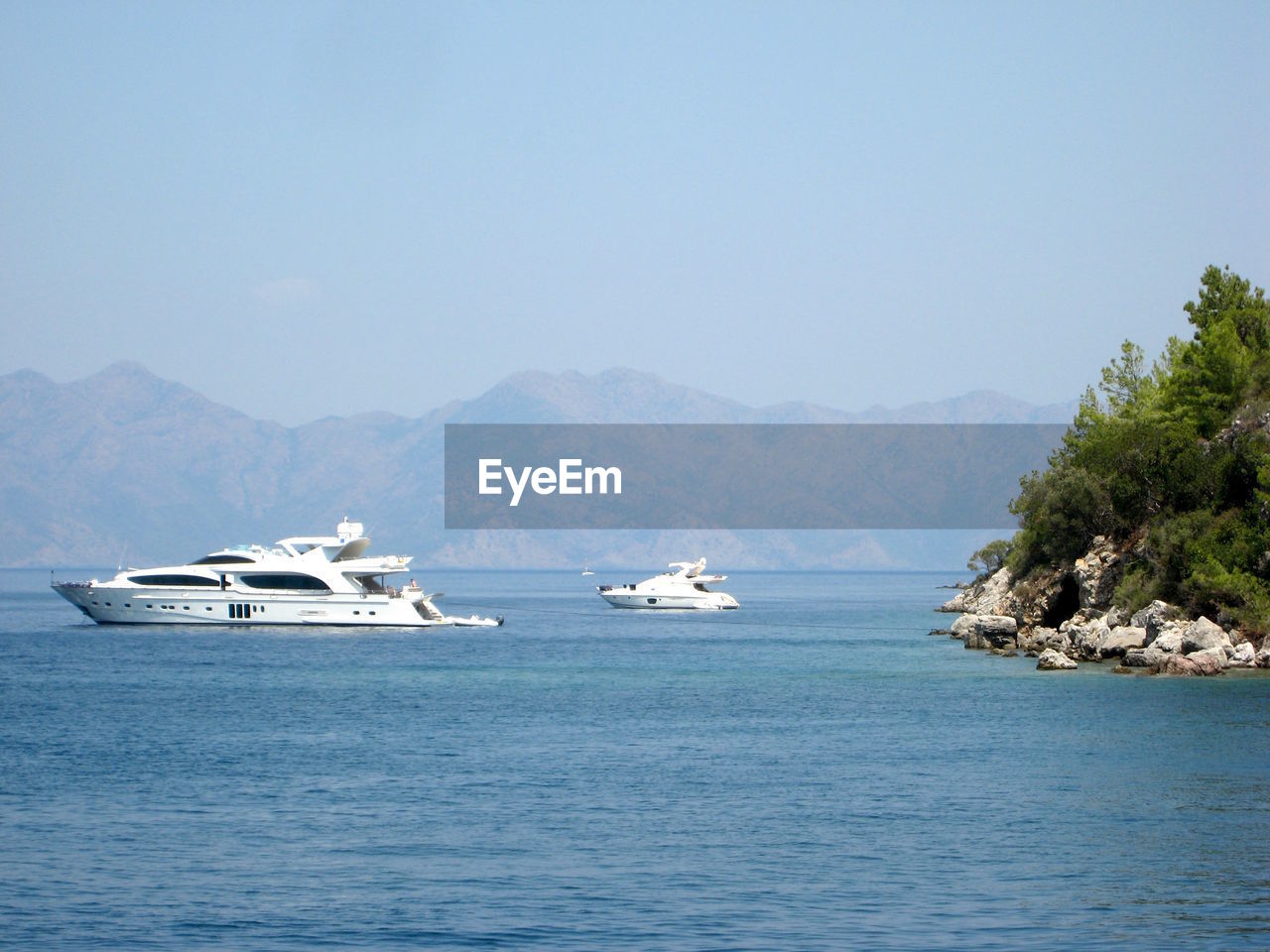 Scenic view of sea against clear sky