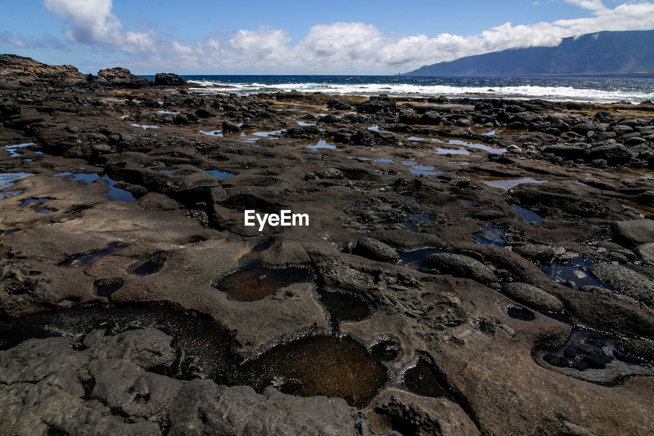 Scenic view of beach against sky