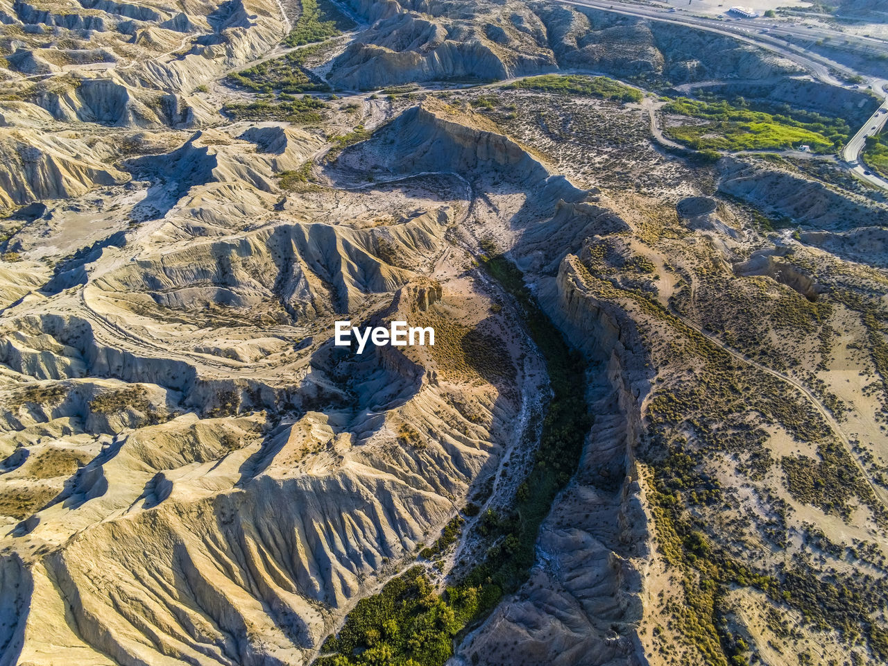 High angle view of dramatic landscape