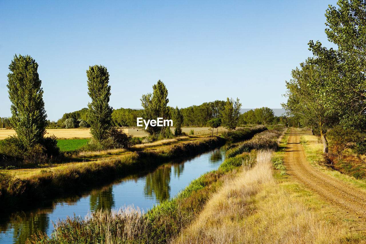 Scenic view of river against clear sky