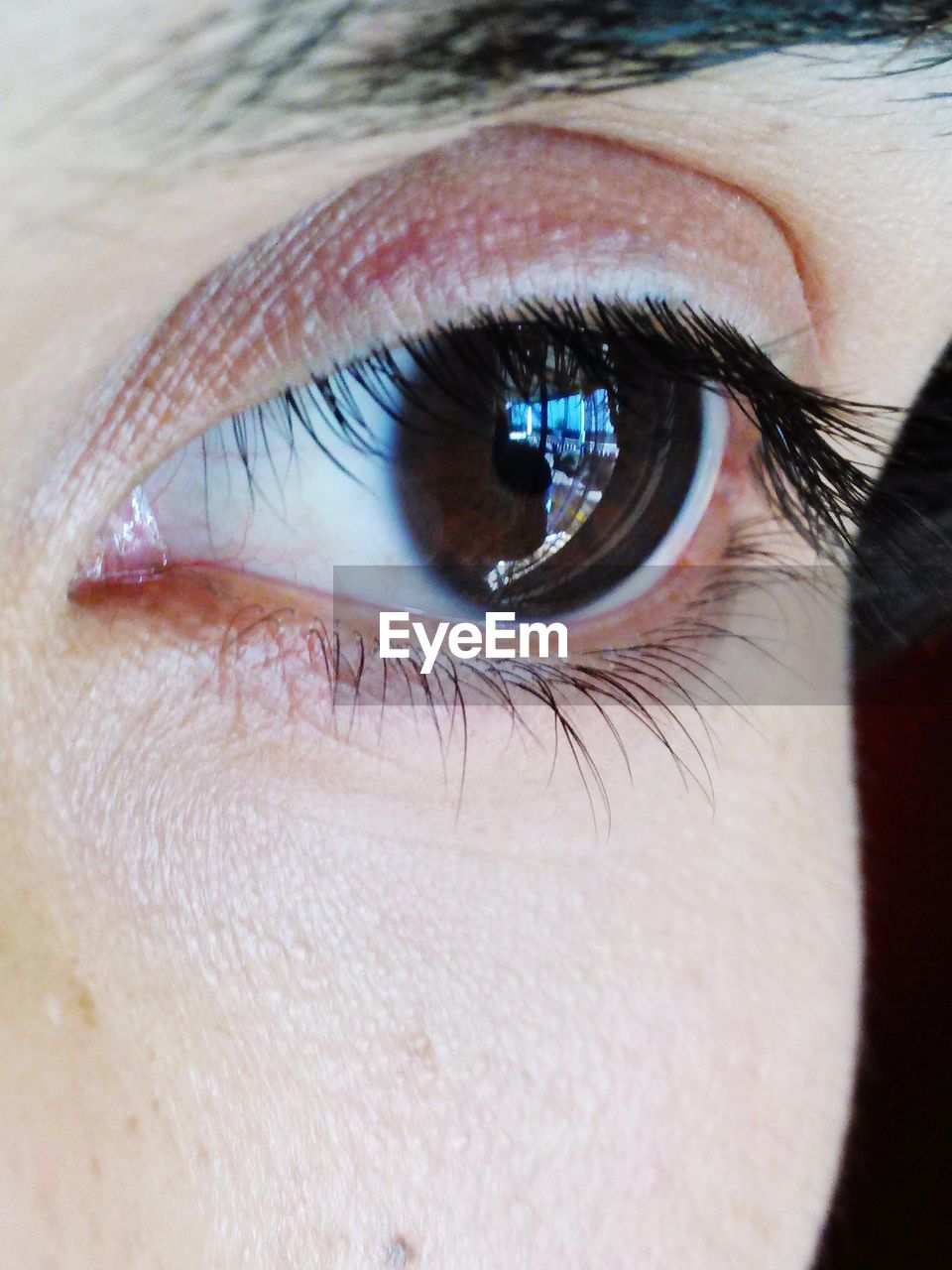 Close-up of thoughtful woman eye