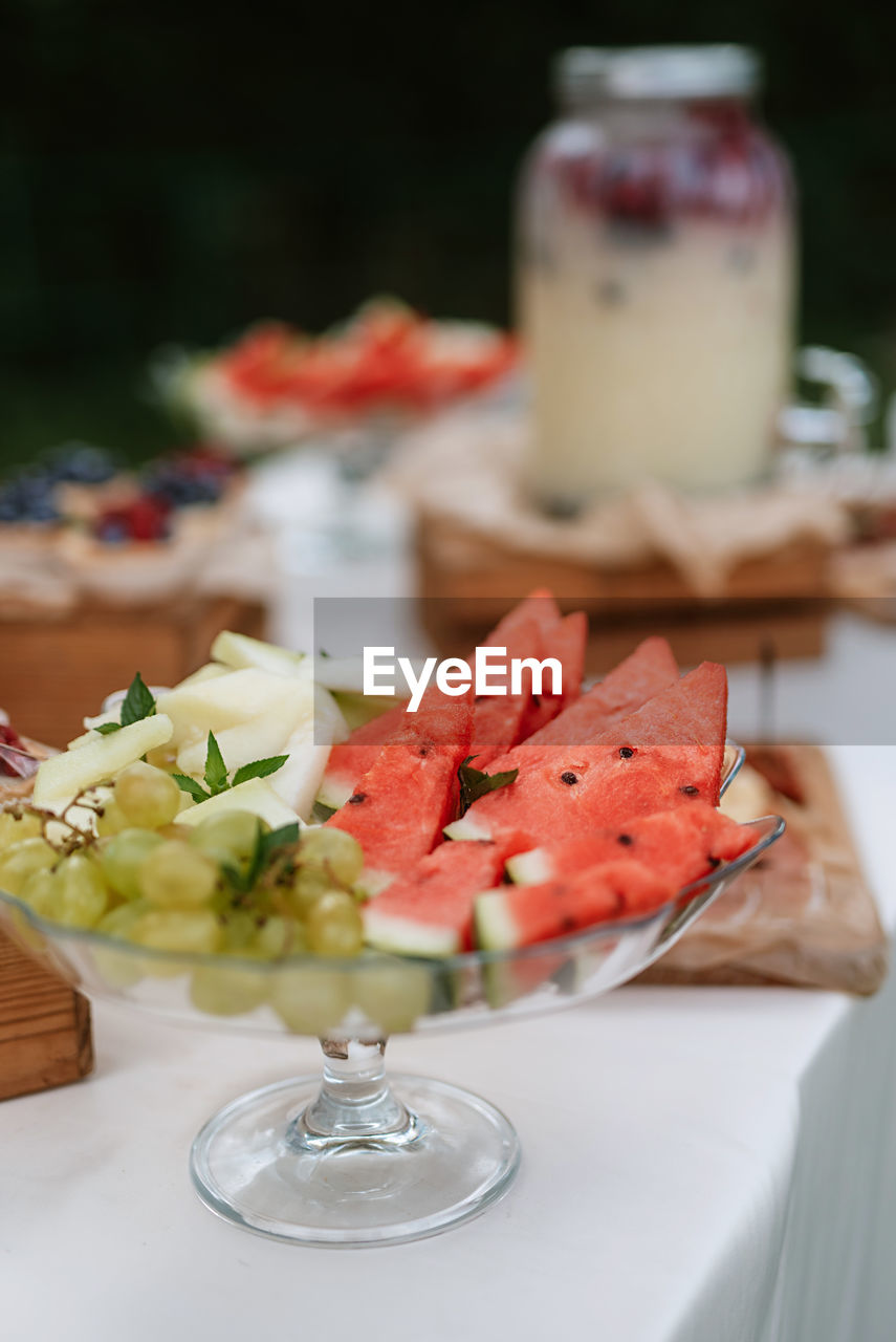 high angle view of food on table