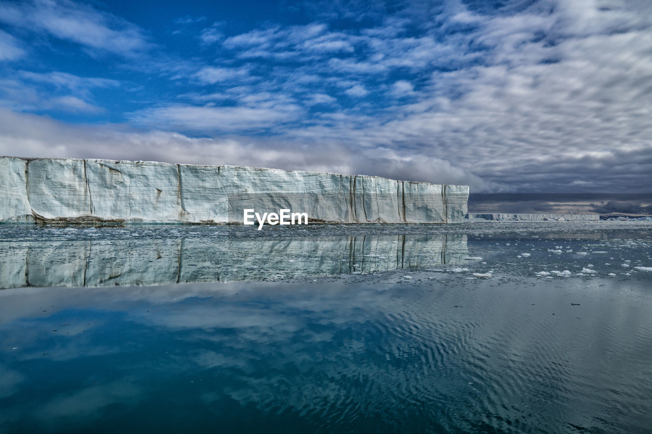 Scenic view of sea against blue sky