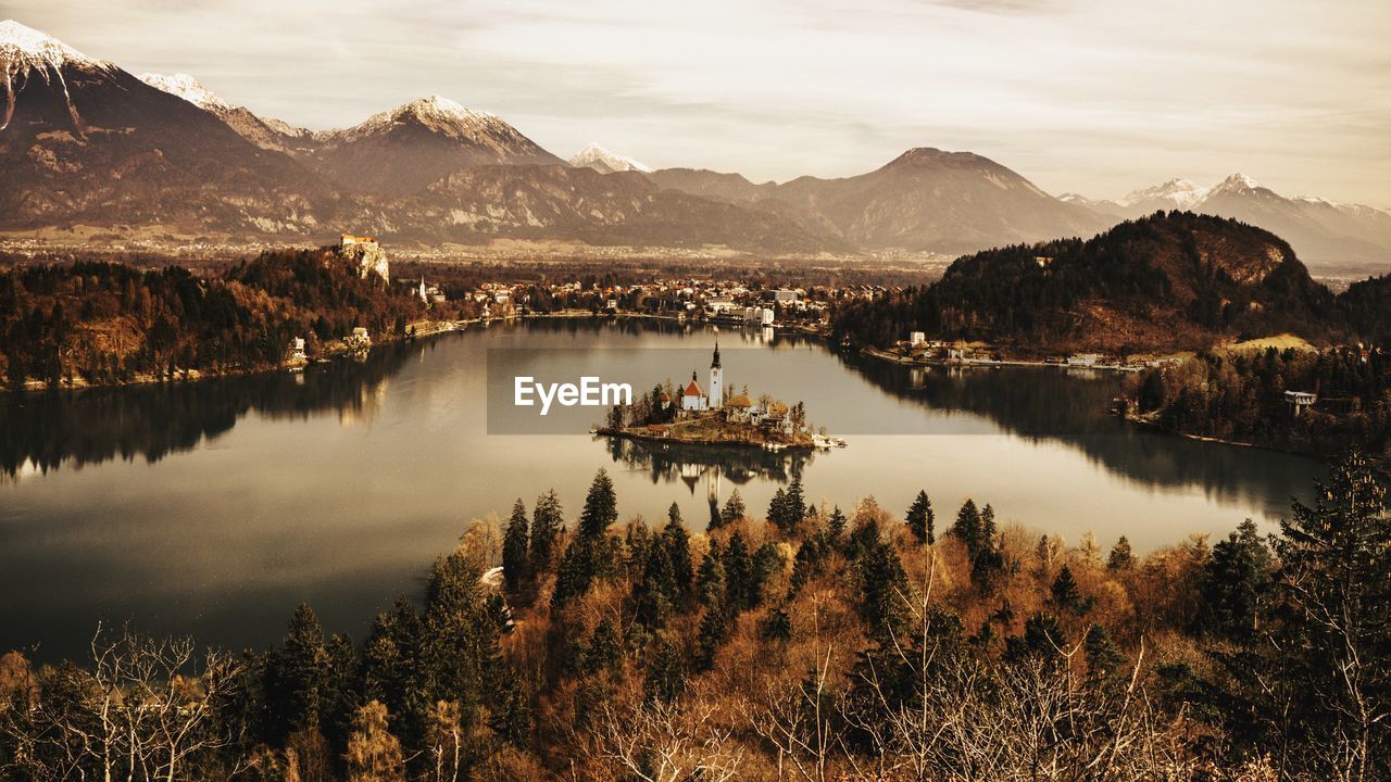 Scenic view of lake against sky