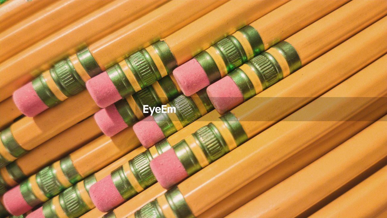 Close-up of yellow pencils