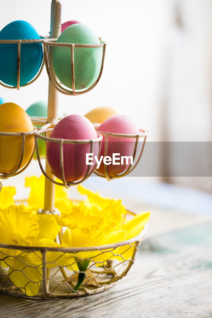 Close-up of colorful easter eggs