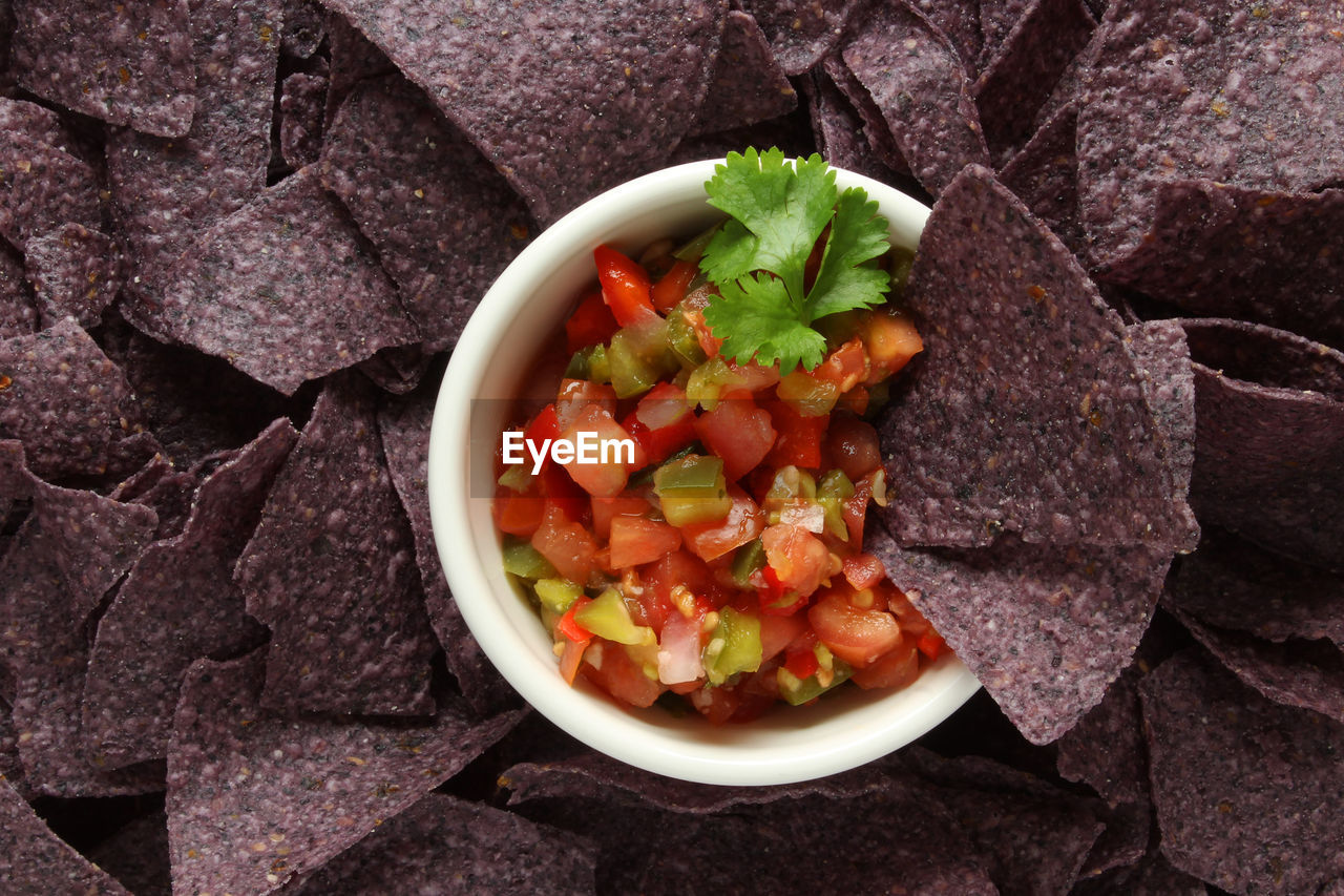 HIGH ANGLE VIEW OF CHOPPED SALAD