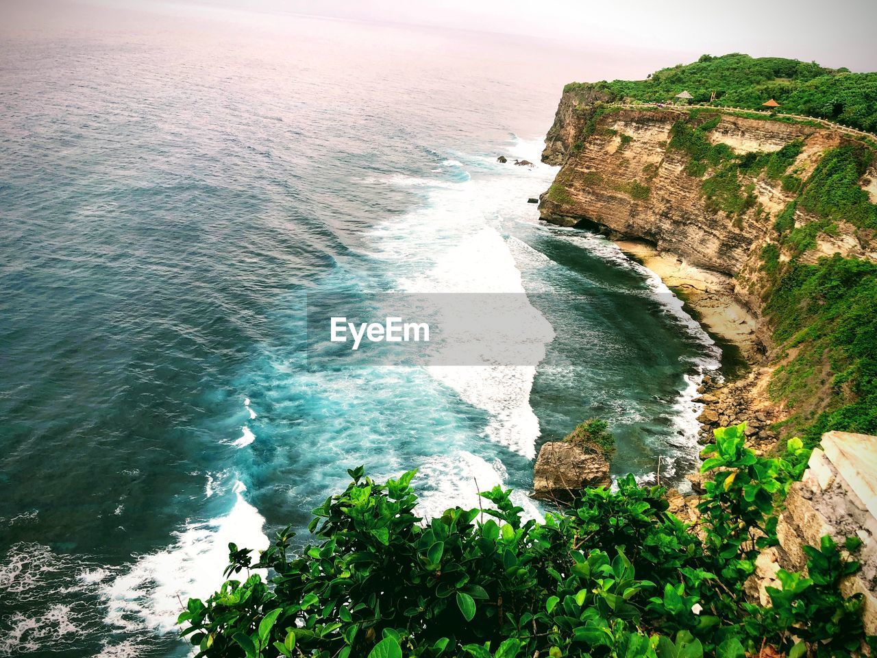 High angle view of rocks on beach