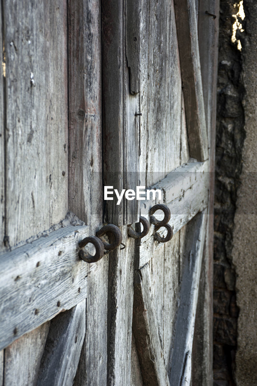 Close-up of old wooden door