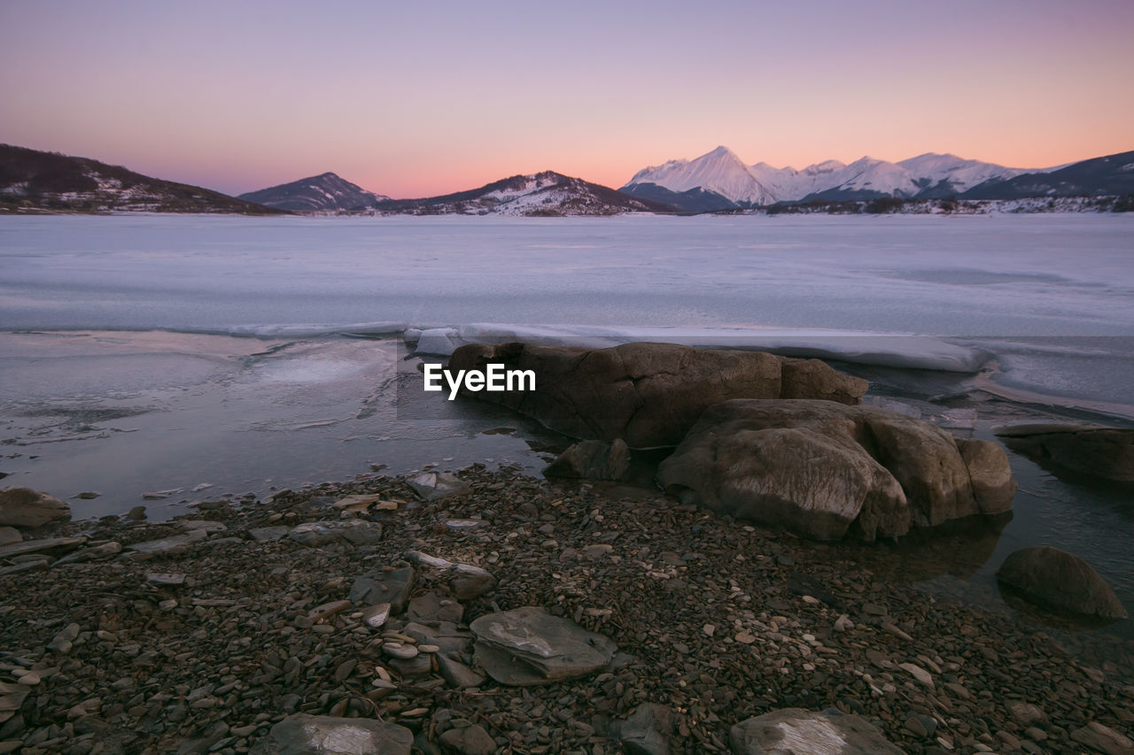 SCENIC VIEW OF SEA DURING WINTER