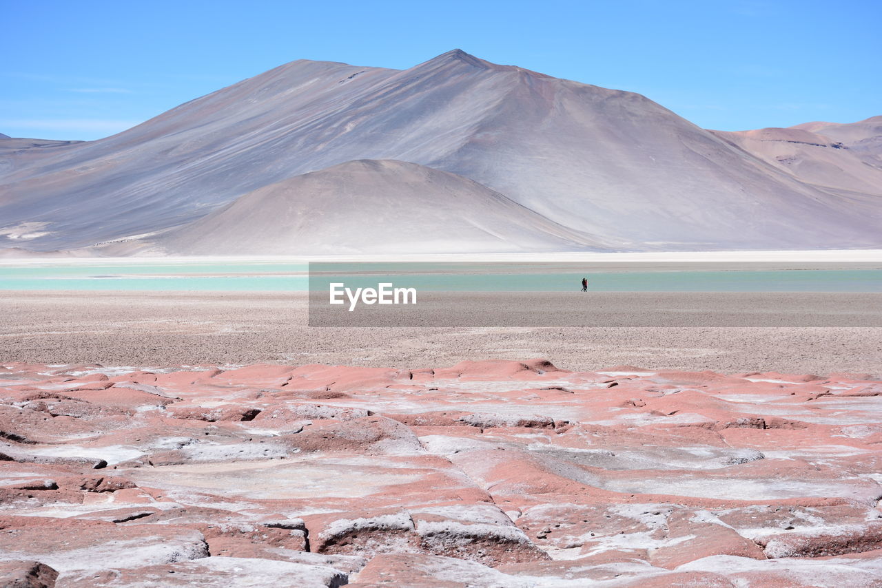 Scenic view of desert against mountain