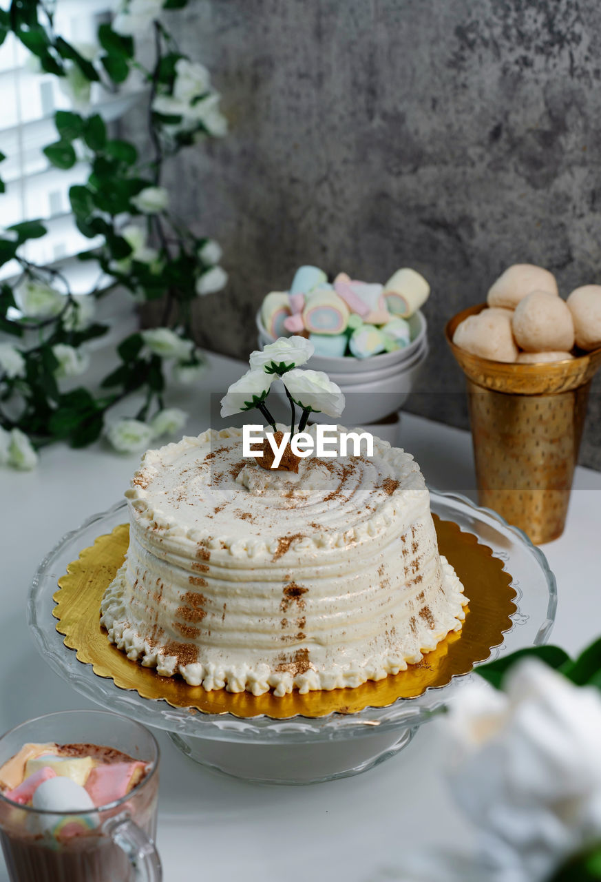 Close-up of dessert in plate on table