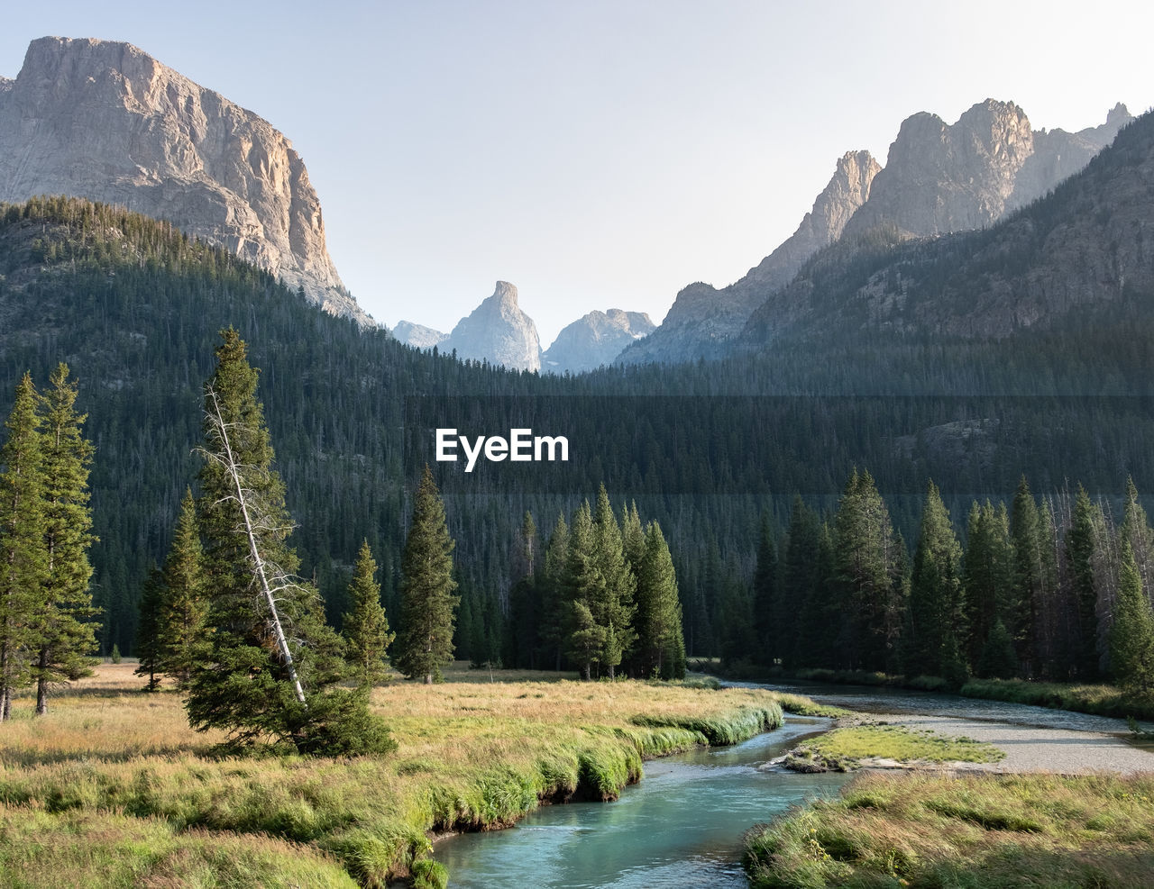 Scenic view of mountains against clear sky