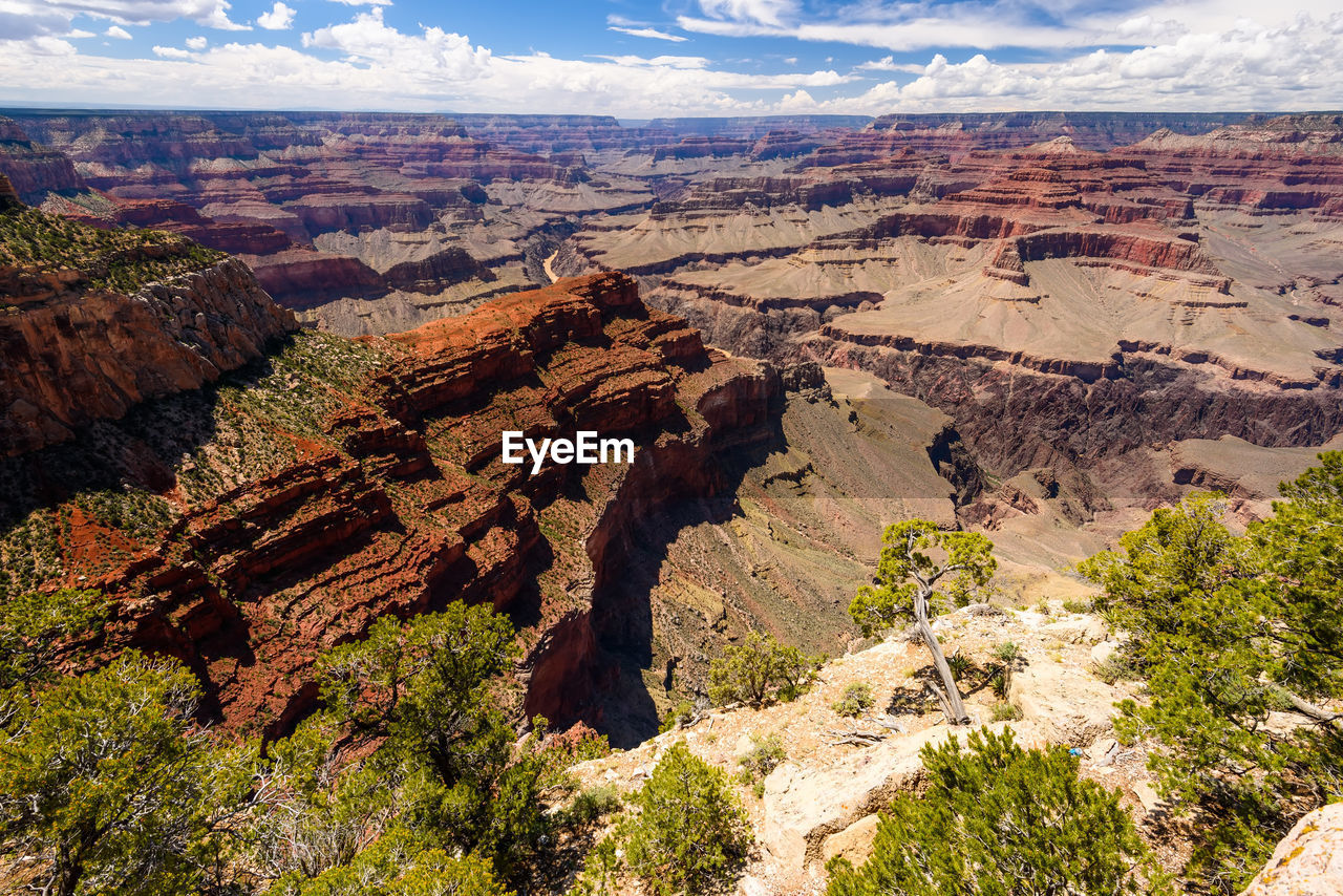 Aerial view of landscape against cloudy sky