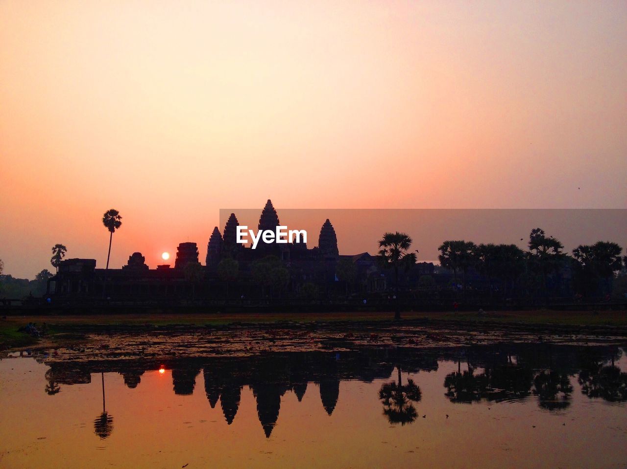 SILHOUETTE OF TEMPLE DURING SUNSET