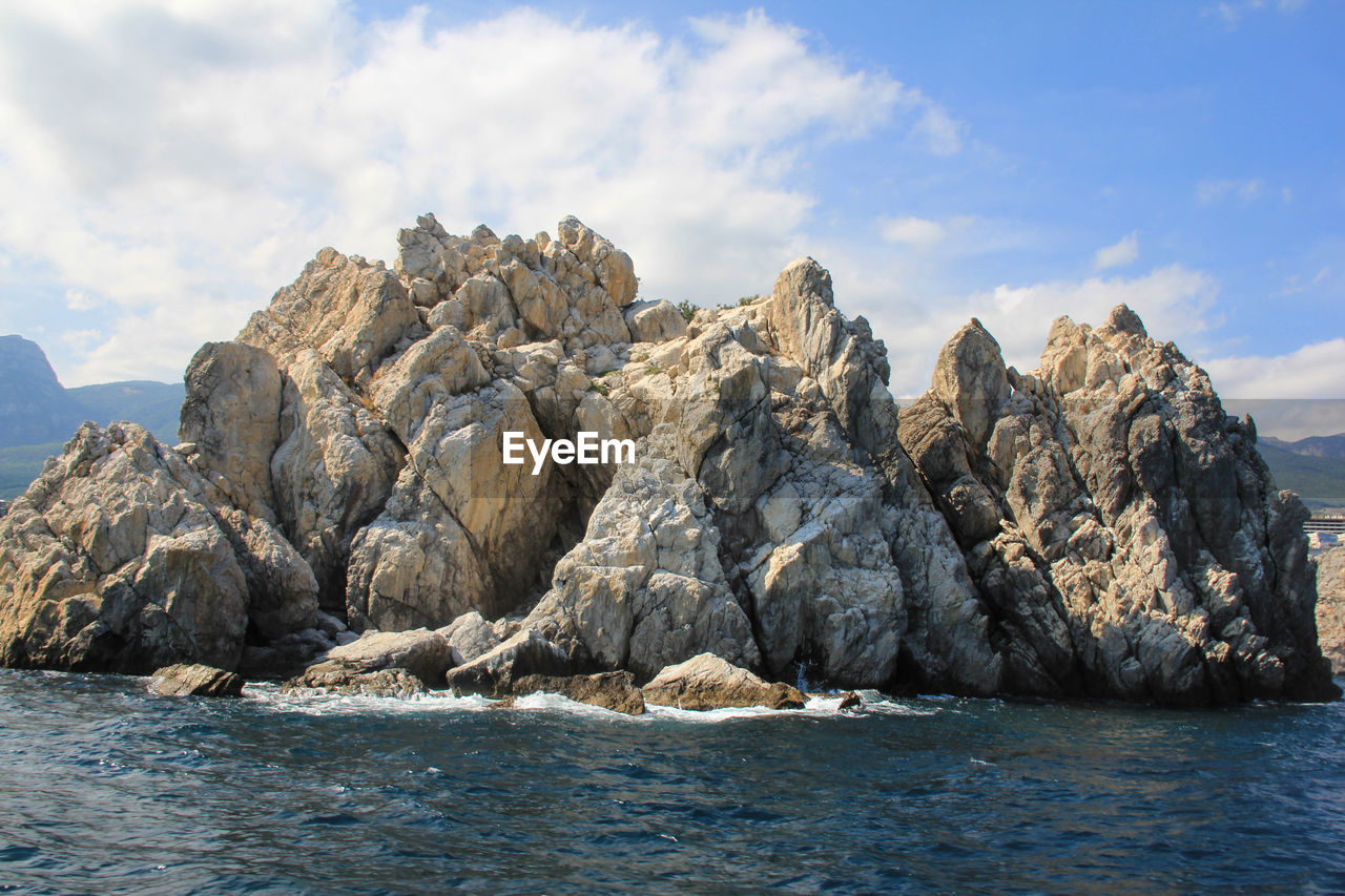 Scenic view of sea and rocks