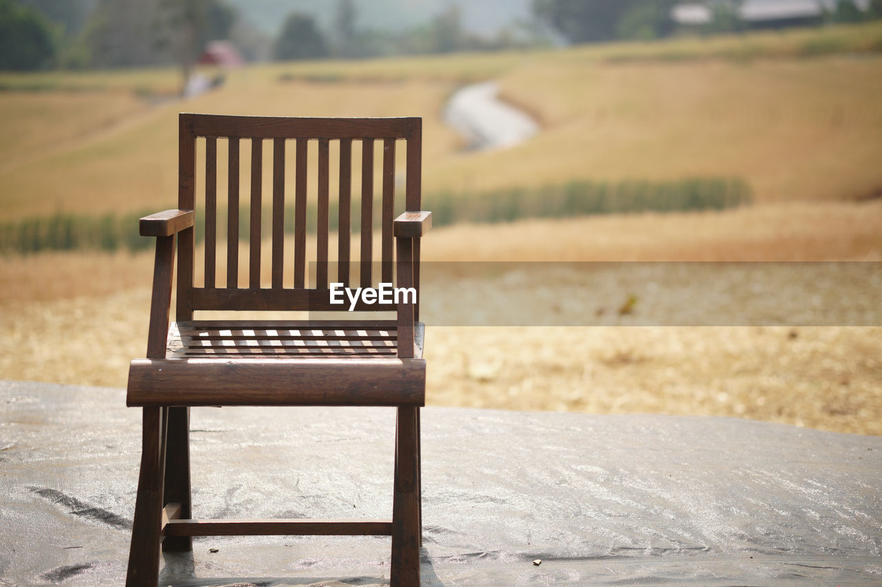 Wooden chair on balcony terrace patio for resting