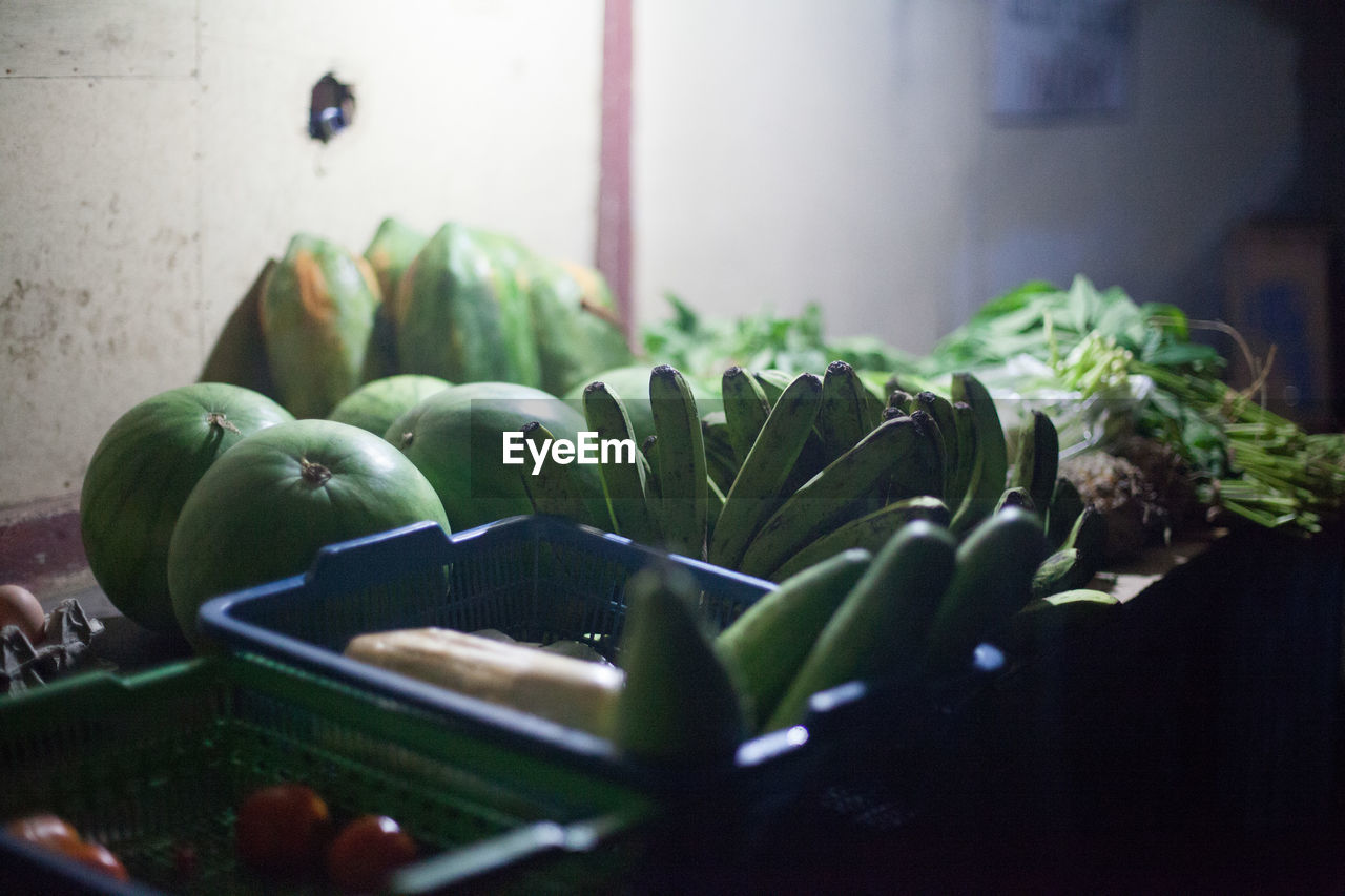 Fruits and vegetables in store room