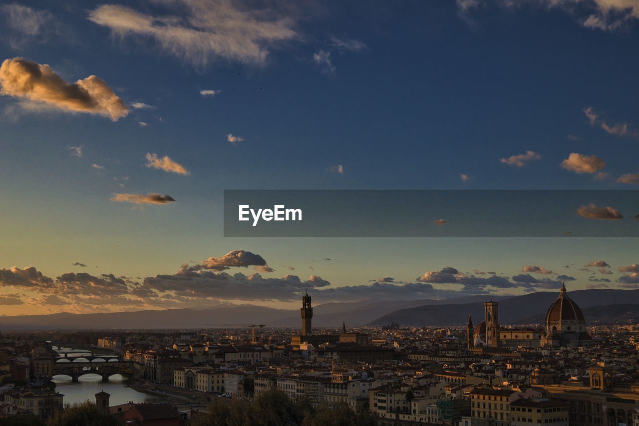 High angle view of city at sunset - florence 