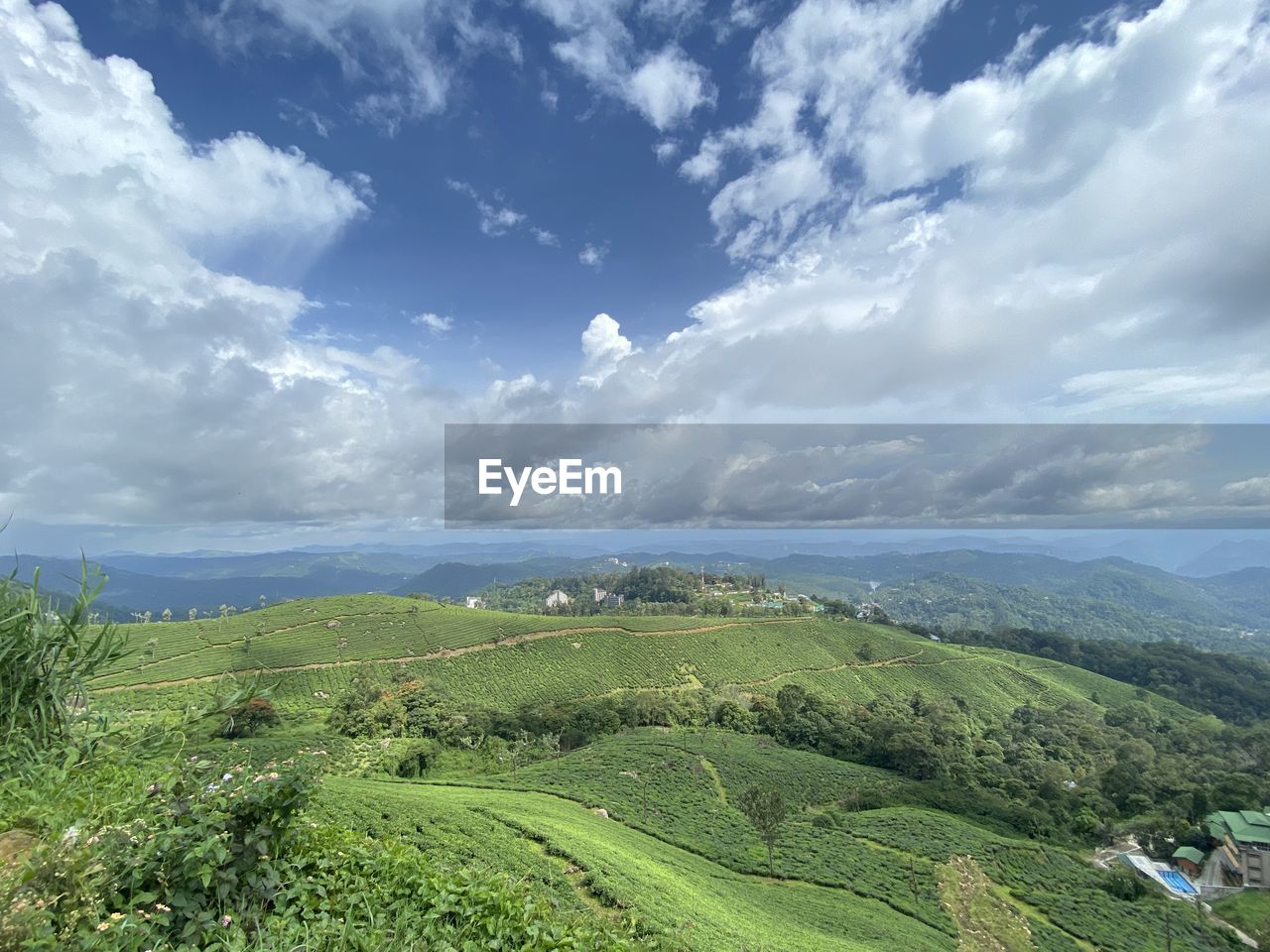 Scenic view of hills against sky