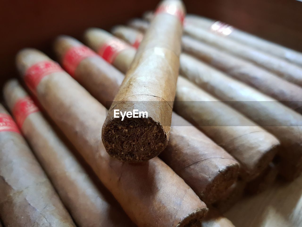 Close-up of cigarette on table