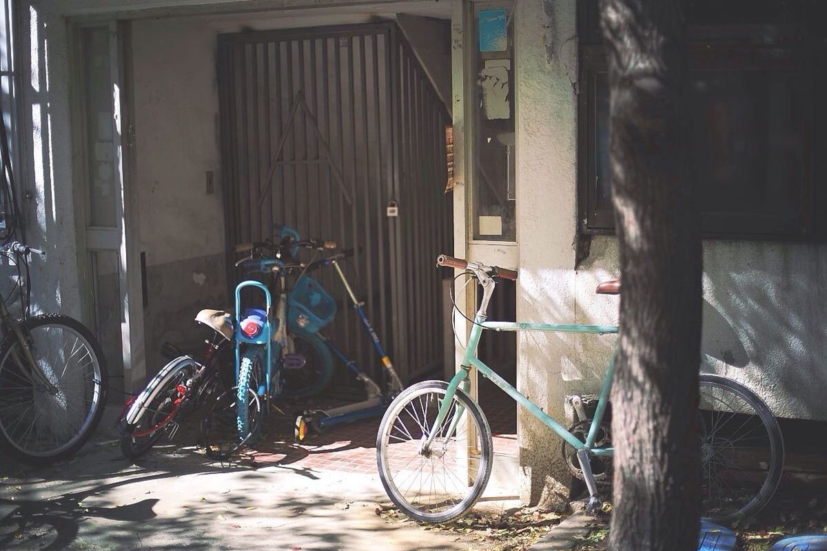 Bicycles parked in front of building