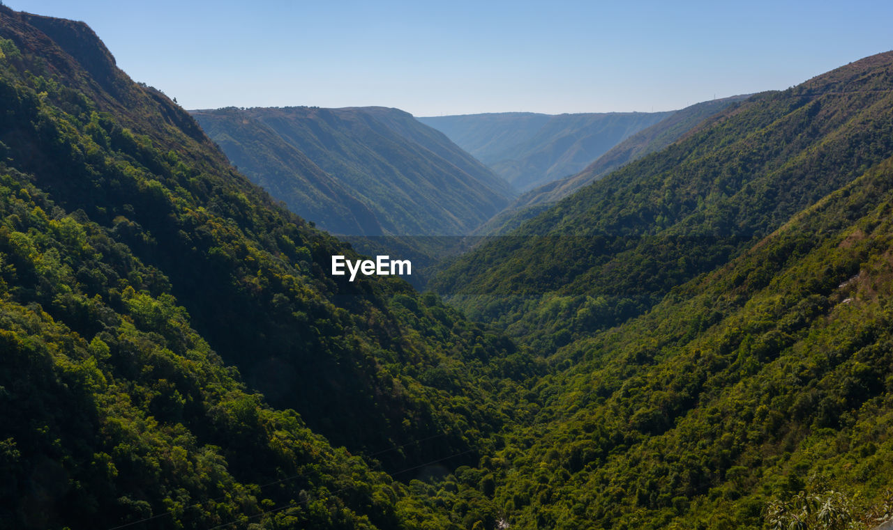 High angle view of mountains against sky