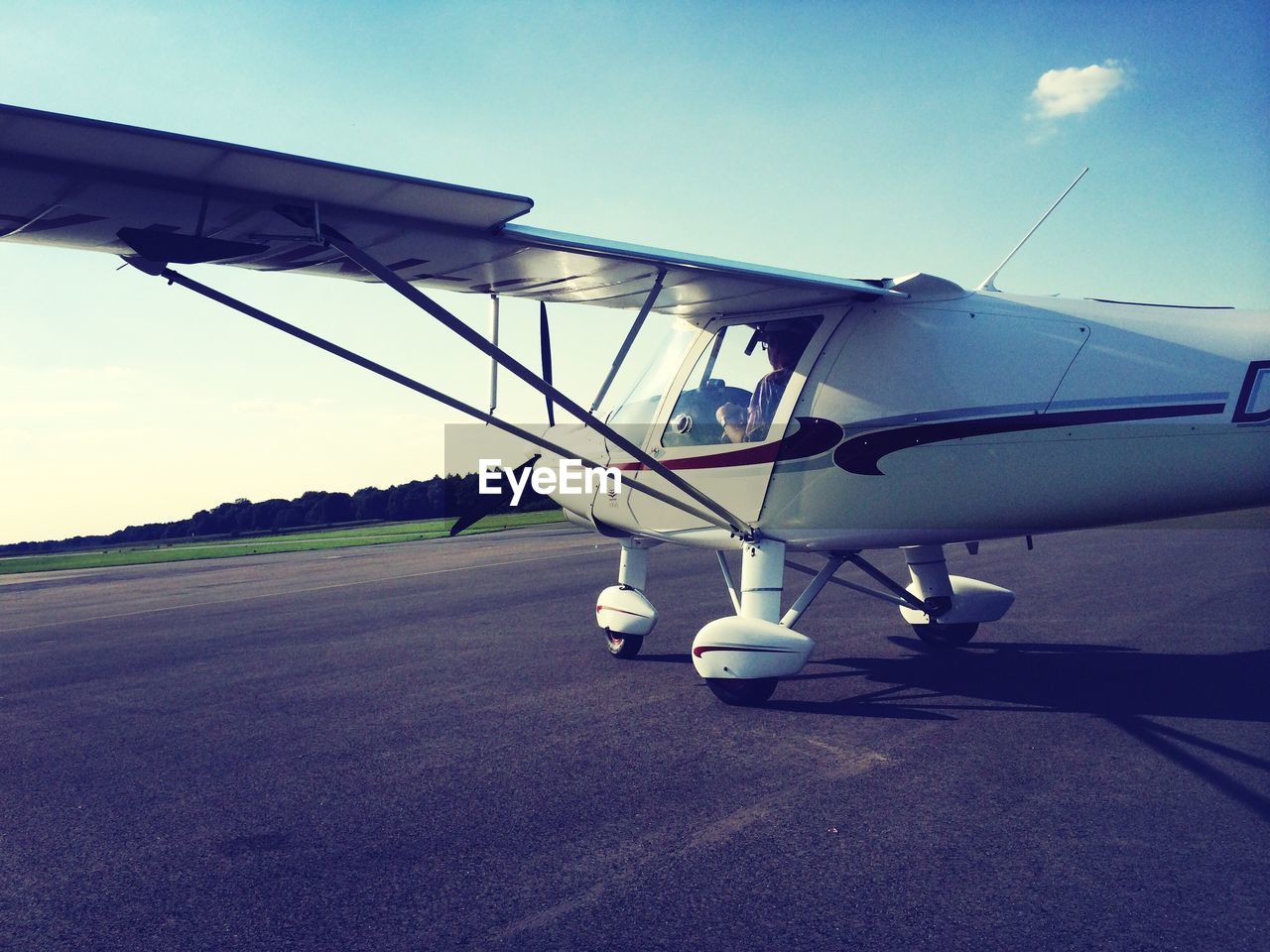 Biplane of airport runway