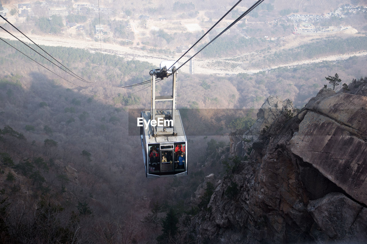 Cable car ride up to the mountains in korea.