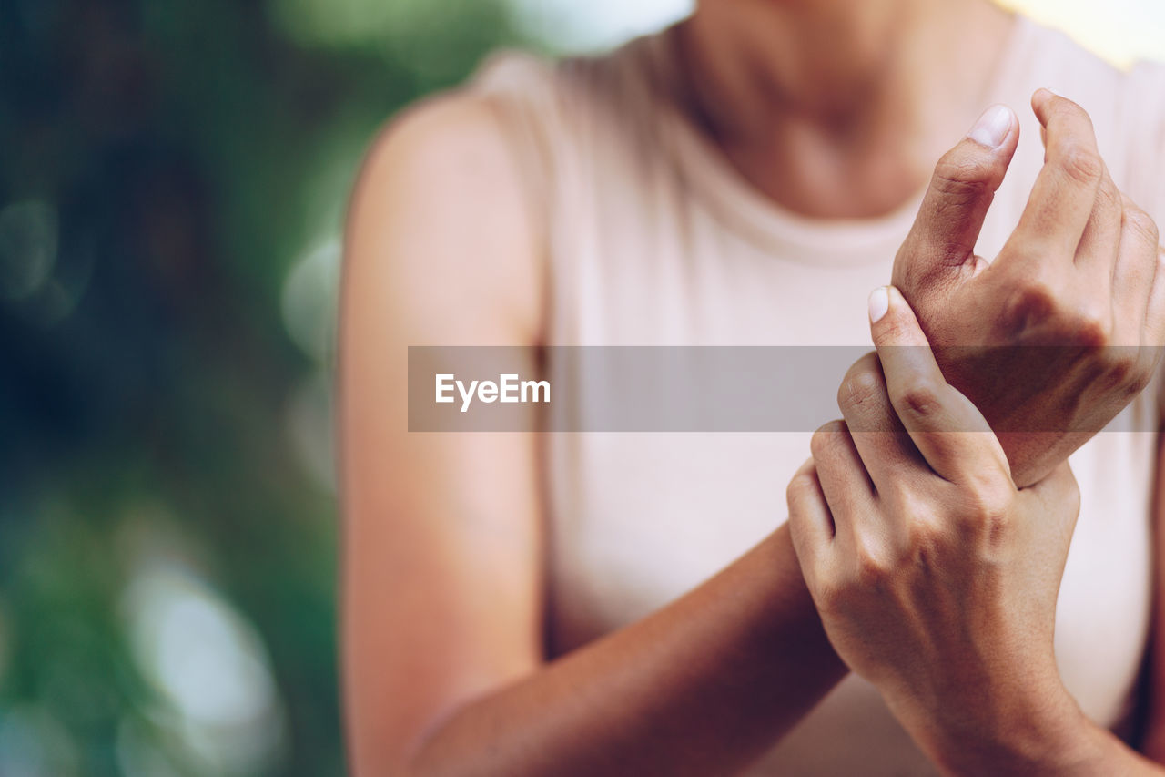 Close-up of woman with wrist pain 