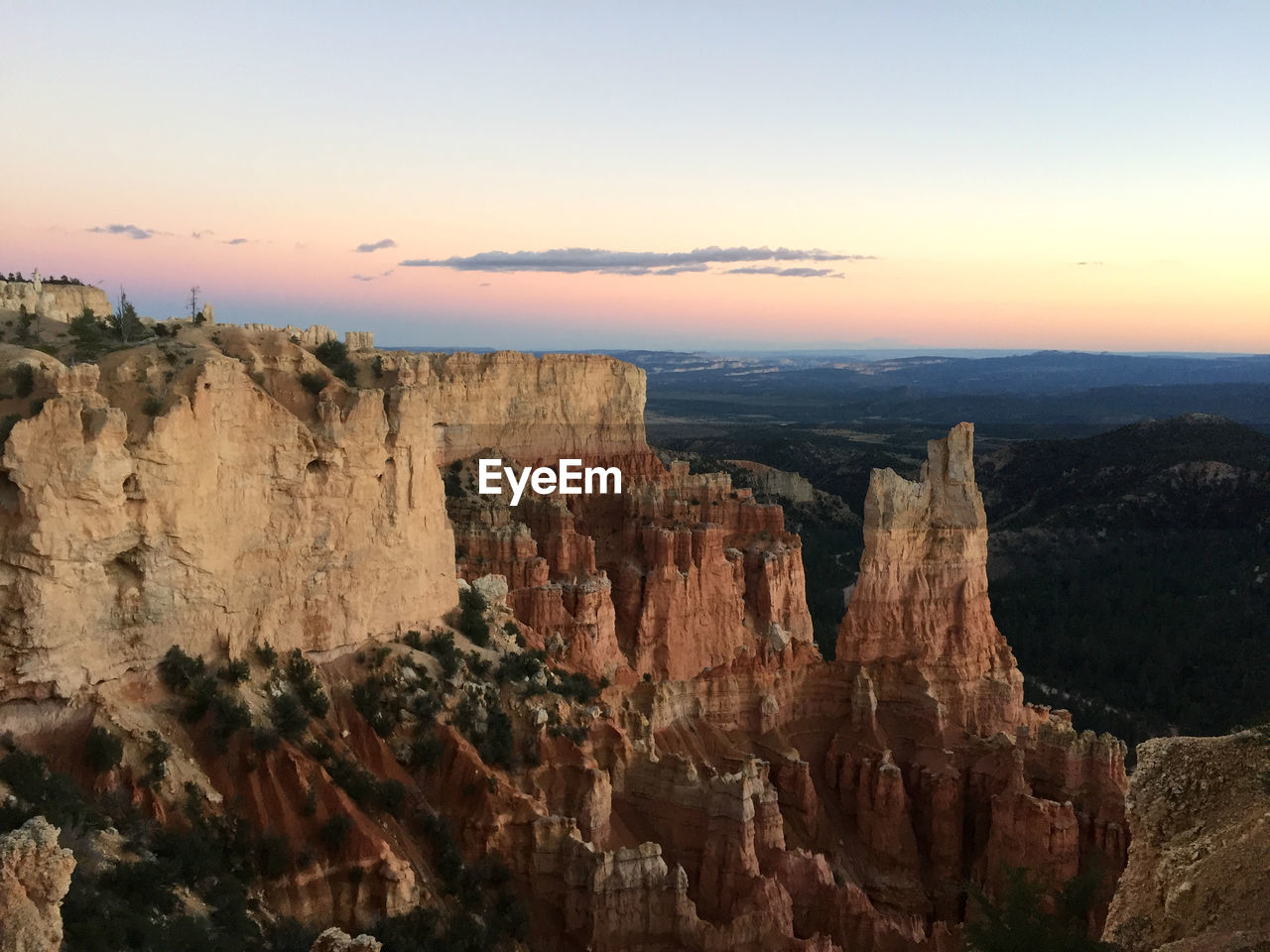 Rock formations at sunset