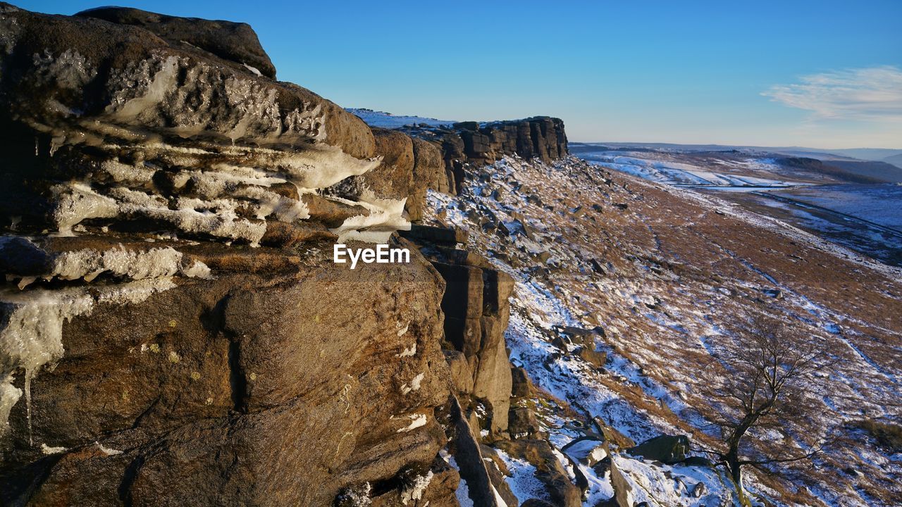 Scenic view of rocky mountains against sky