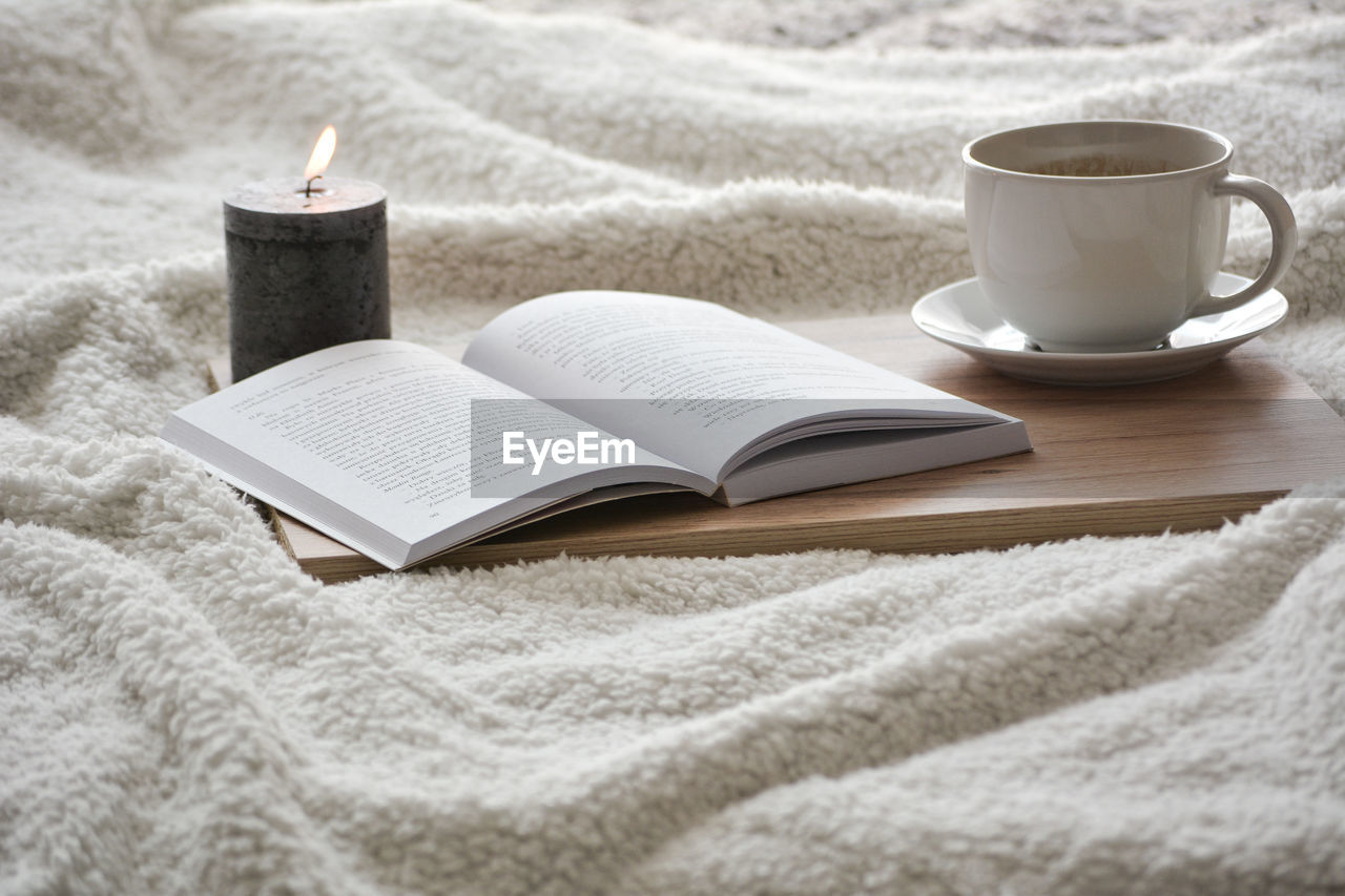 Close-up of coffee cup on table